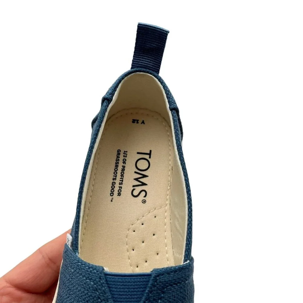 Toms Little Girls‎ Alpargata Slip-on Shoes Size 12 Ocen Blue Lightweight & Comfy